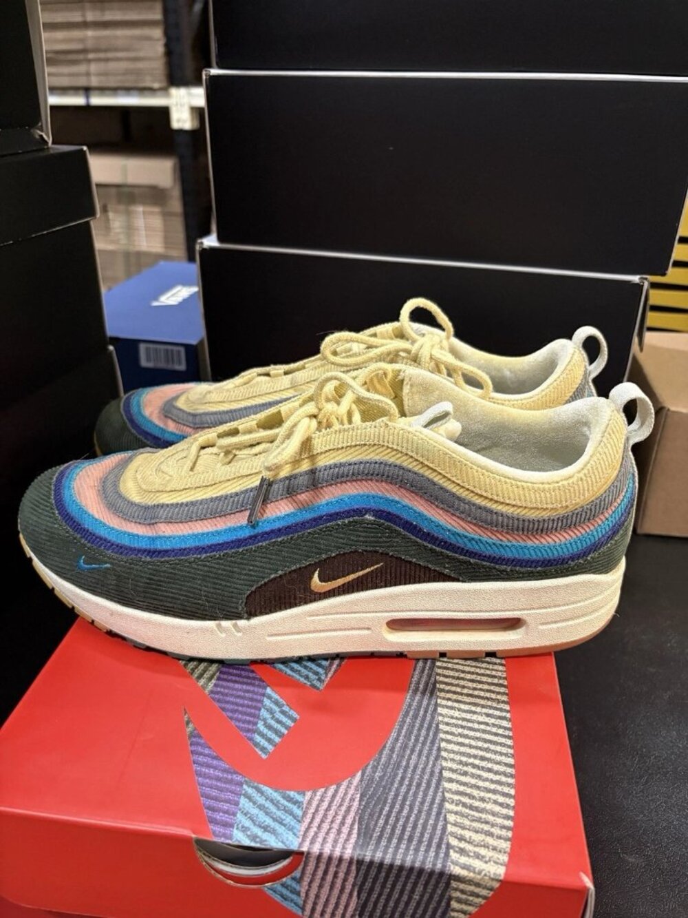 WORN Men’s Nike Air Max 1/97 Sean Wotherspoon AJ4219-400 Size 12 WITH BOX - Picture 2 of 6